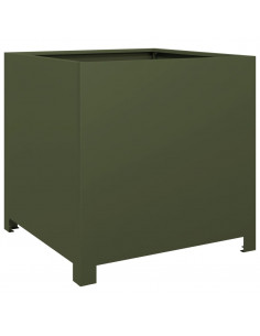 Fioriera da Giardino Verde Oliva 50x50x50 cm in Acciaio 2