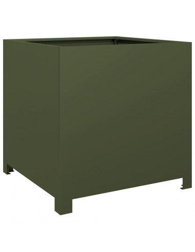Fioriera da Giardino Verde Oliva 50x50x50 cm in Acciaio