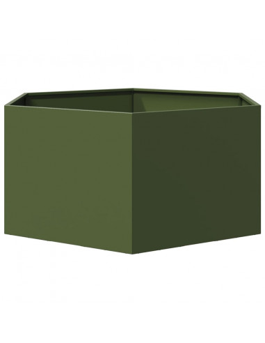 Fioriera da Giardino Verde Oliva Esagono 104x90x45 cm Acciaio