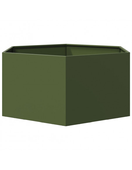 Fioriera da Giardino Verde Oliva Esagono 104x90x45 cm Acciaio