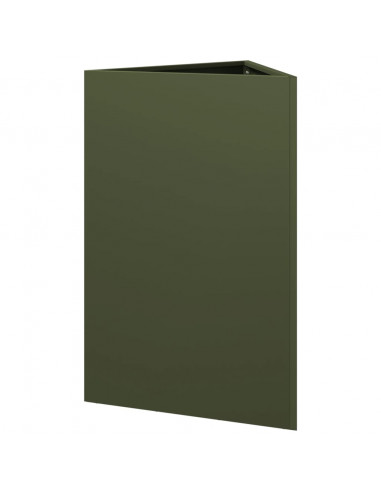Fioriera da Giardino Verde Oliva Triangolare 50x43x75cm Acciaio