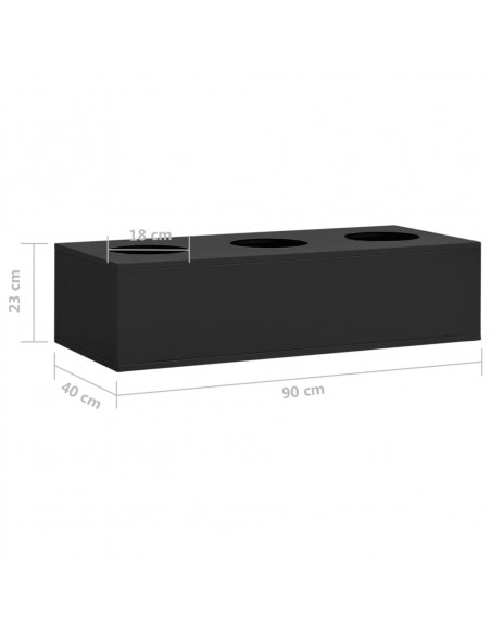 Fioriera da Ufficio Antracite 90x40x23 cm in Acciaio