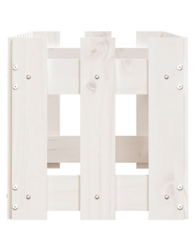 Fioriera Giardino a Recinzione Bianca 100x30x30cm Massello Pino