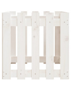 Fioriera Giardino a Recinzione Bianca 100x50x50cm Massello Pino 2