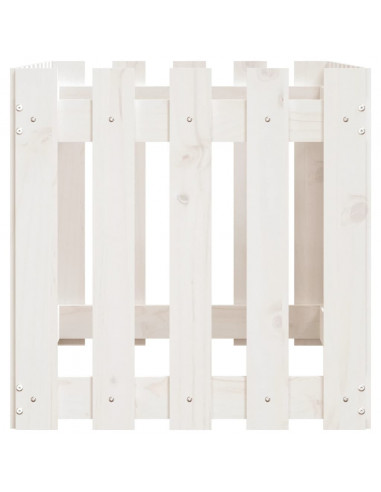 Fioriera Giardino a Recinzione Bianca 100x50x50cm Massello Pino