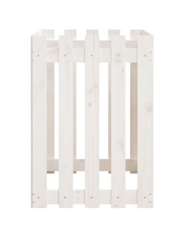 Fioriera Giardino a Recinzione Bianca 100x50x70cm Massello Pino