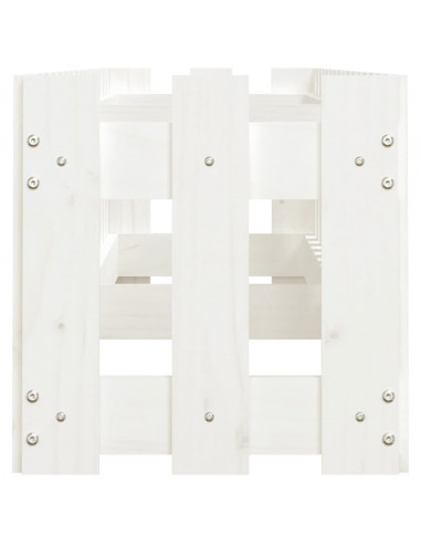 Fioriera Giardino a Recinzione Bianca 200x30x30cm Massello Pino