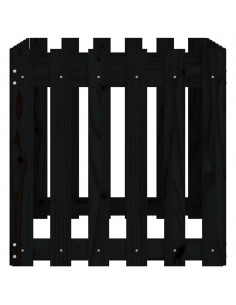 Fioriera Giardino a Recinzione Nera 60x60x60 cm Massello Pino 2