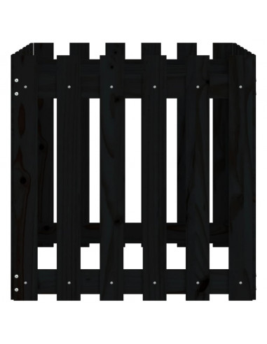 Fioriera Giardino a Recinzione Nera 60x60x60 cm Massello Pino