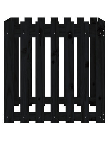 Fioriera Giardino a Recinzione Nera 70x70x70 cm Massello Pino