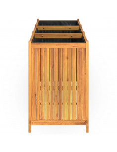 Fioriera Giardino con Rivestimento 150x50x75 cm Massello Acacia 2