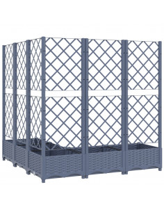 Fioriera Giardino e Graticcio Grigio Scuro 120x120x121,5 cm PP