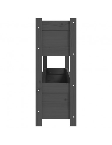 Fioriera Grigia 112x25x66 cm in Legno Massello di Pino