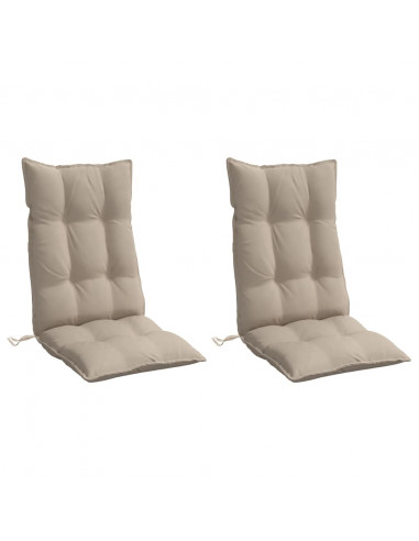 Cuscini per Sedia con Schienale Alto 2pz Tortora Tessuto Oxford