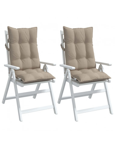 Cuscini per Sedia con Schienale Alto 2pz Tortora Tessuto Oxford