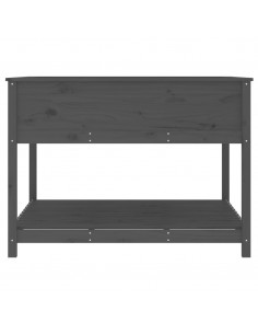 Fioriera Mensola Grigia 111,5x111,5x81cm Legno Massello di Pino 2