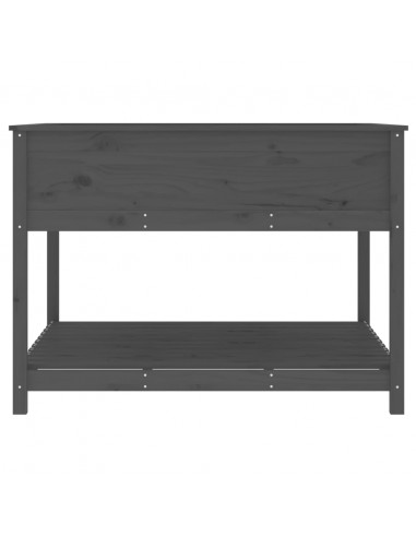 Fioriera Mensola Grigia 111,5x111,5x81cm Legno Massello di Pino