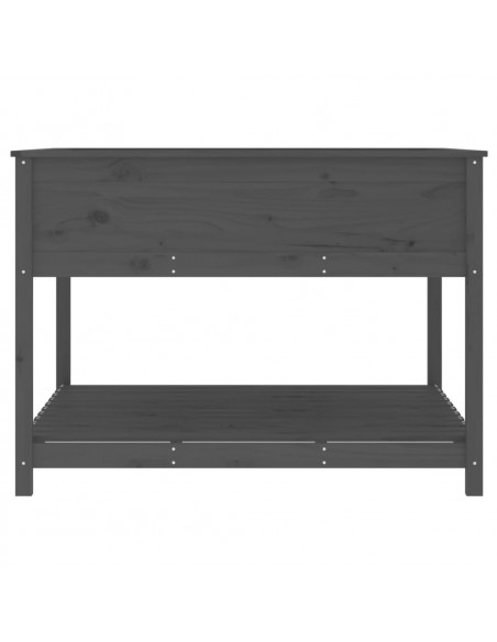 Fioriera Mensola Grigia 111,5x111,5x81cm Legno Massello di Pino