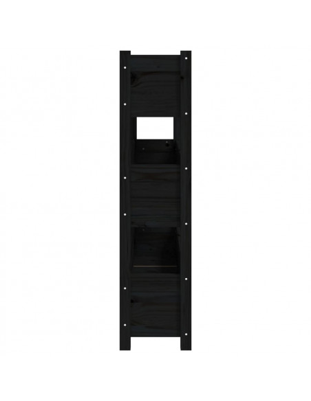 Fioriera Nera 112x25x104,5 cm in Legno Massello di Pino