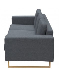 Divano a 3 Posti in Tessuto Grigio Scuro