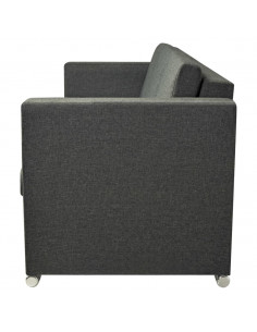 Divano a 3 Posti in Tessuto Grigio Scuro