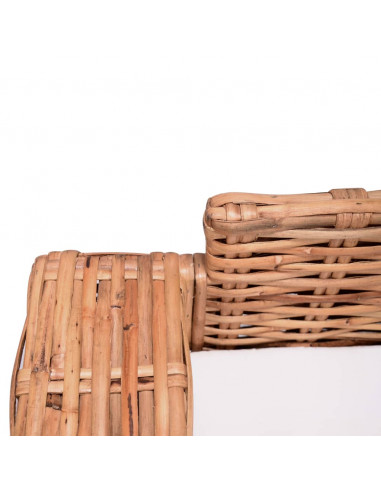 Divano a 3 Posti in Rattan Naturale