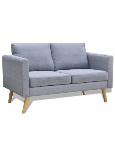 Divano a 2 Posti in Tessuto Grigio Chiaro