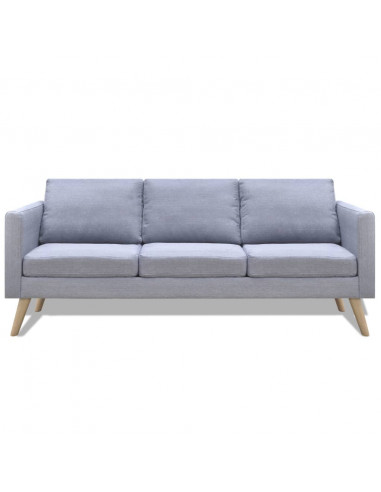 Divano a 3 Posti in Tessuto Grigio Chiaro