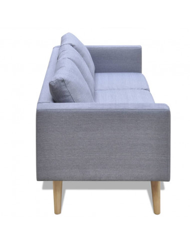 Divano a 3 Posti in Tessuto Grigio Chiaro