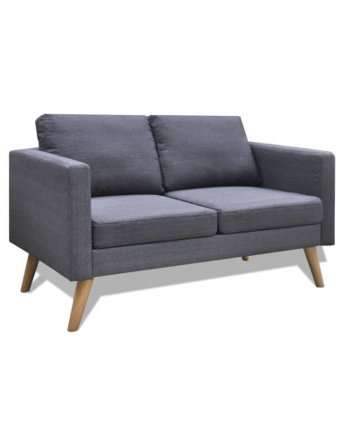 Divano a 2 Posti in Tessuto Grigio Scuro
