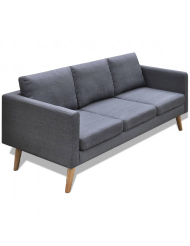 Divano a 3 Posti in Tessuto Grigio Scuro