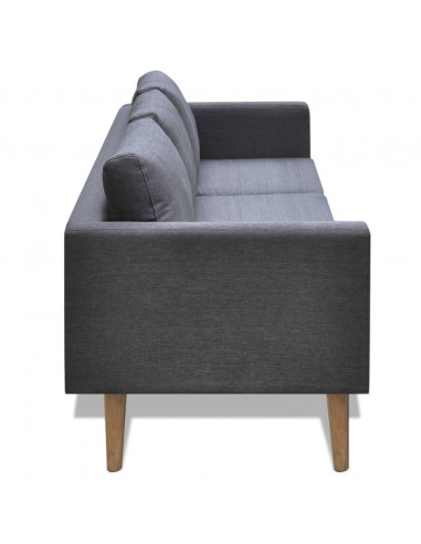 Divano a 3 Posti in Tessuto Grigio Scuro