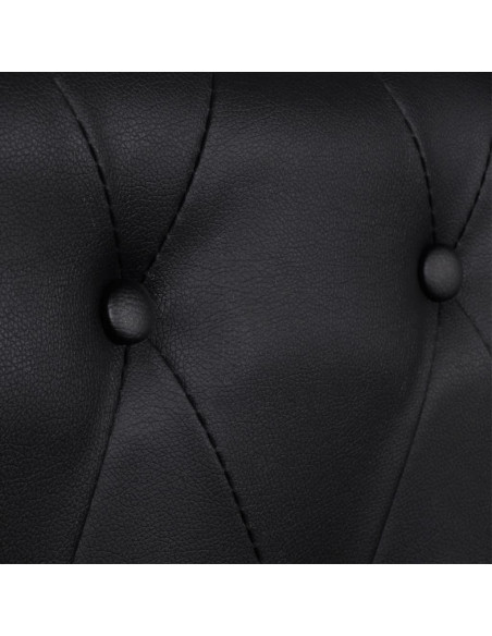 Divano Chesterfield a 2 Posti in Finta Pelle Nero