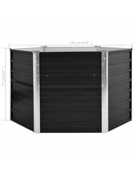 Fioriera per Giardino Antracite 129x129x77cm in Acciaio Zincato