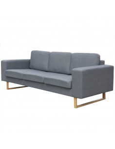 Divano a 3 Posti in Tessuto Grigio Chiaro 2