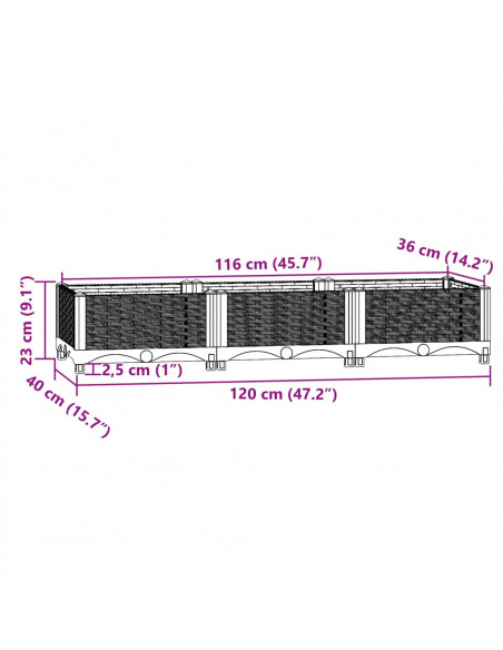 Fioriera Rialzata 120x40x23 cm in Polipropilene