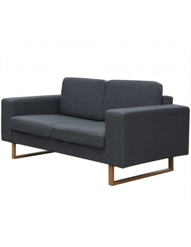 Divano a 2 Posti in Tessuto Grigio Scuro
