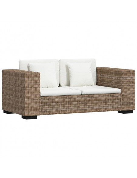 Divano a 2 Posti 7 pz in Rattan Naturale