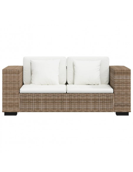 Divano a 2 Posti 7 pz in Rattan Naturale