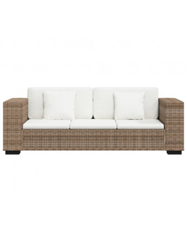 Divano a 3 Posti 8 pz in Rattan Naturale