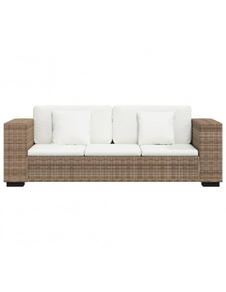 Divano a 3 Posti 8 pz in Rattan Naturale