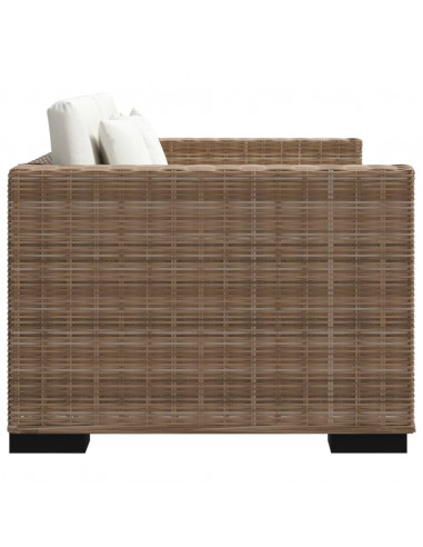 Divano a 3 Posti 8 pz in Rattan Naturale