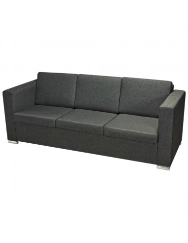 Divano a 3 Posti in Tessuto Grigio Scuro