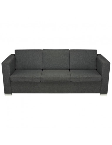 Divano a 3 Posti in Tessuto Grigio Scuro