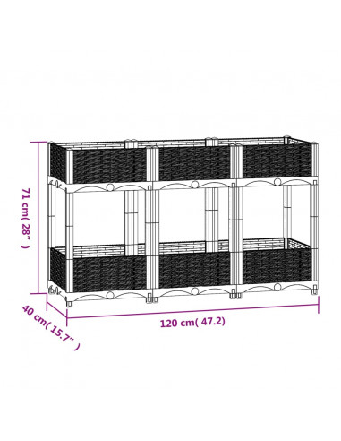 Fioriera Rialzata 120x40x71 cm in Polipropilene