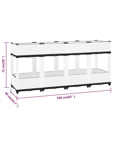 Fioriera Rialzata 160x40x71 cm in Polipropilene