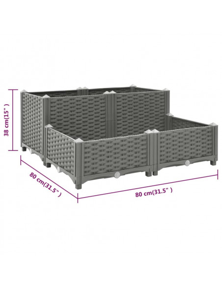 Fioriera Rialzata 80x80x38 cm in Polipropilene