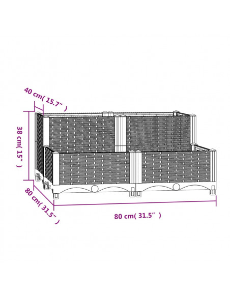 Fioriera Rialzata 80x80x38 cm in Polipropilene