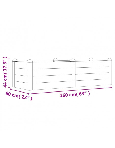 Fioriera Rialzata da Giardino 160x60x44cm Legno Massello Acacia