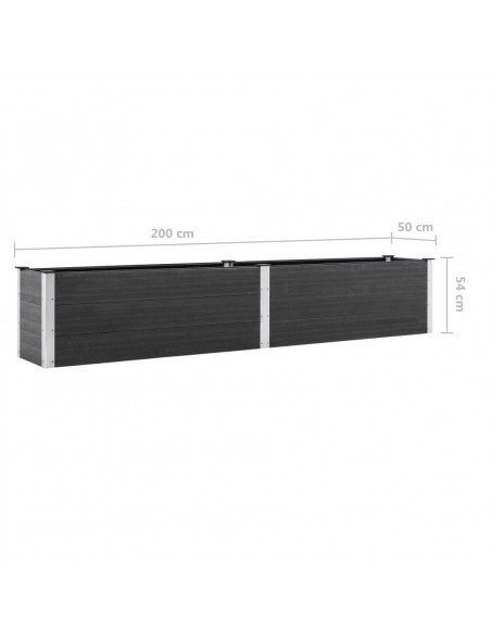 Fioriera Rialzata da Giardino 200x50x54 cm in WPC Grigio